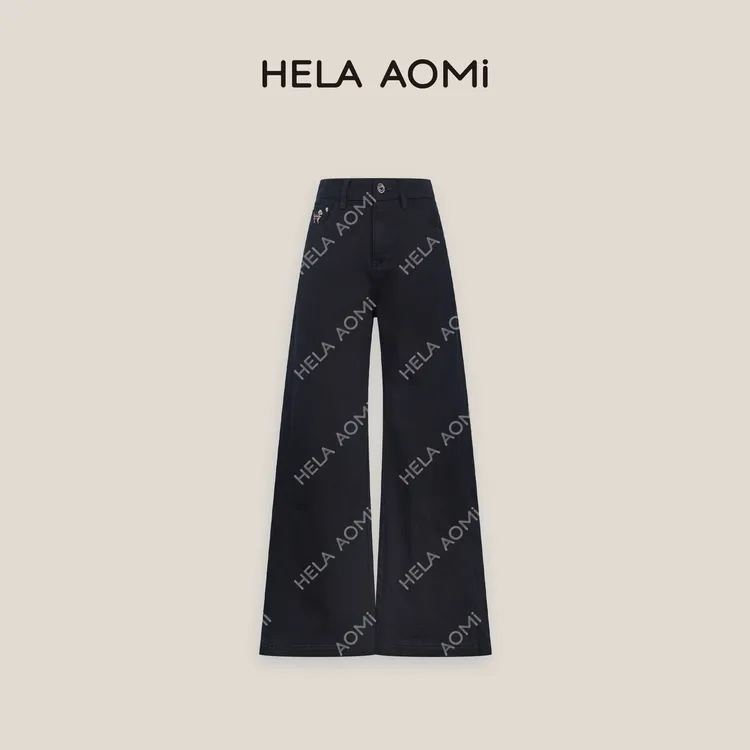 HELA AOMI“小狗牛仔”莱赛尔挺括绣花带腰带牛仔裤CY5CM62571