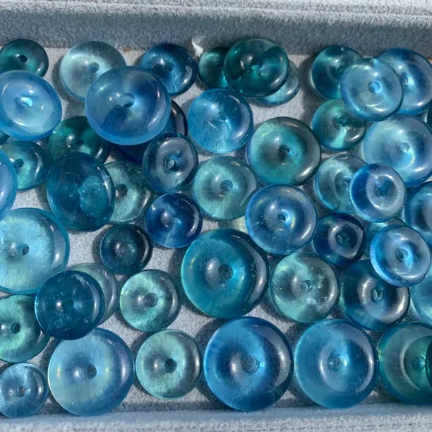 天然海蓝宝平安扣吊坠魔鬼蓝高冰透款平安扣面包圈吊坠