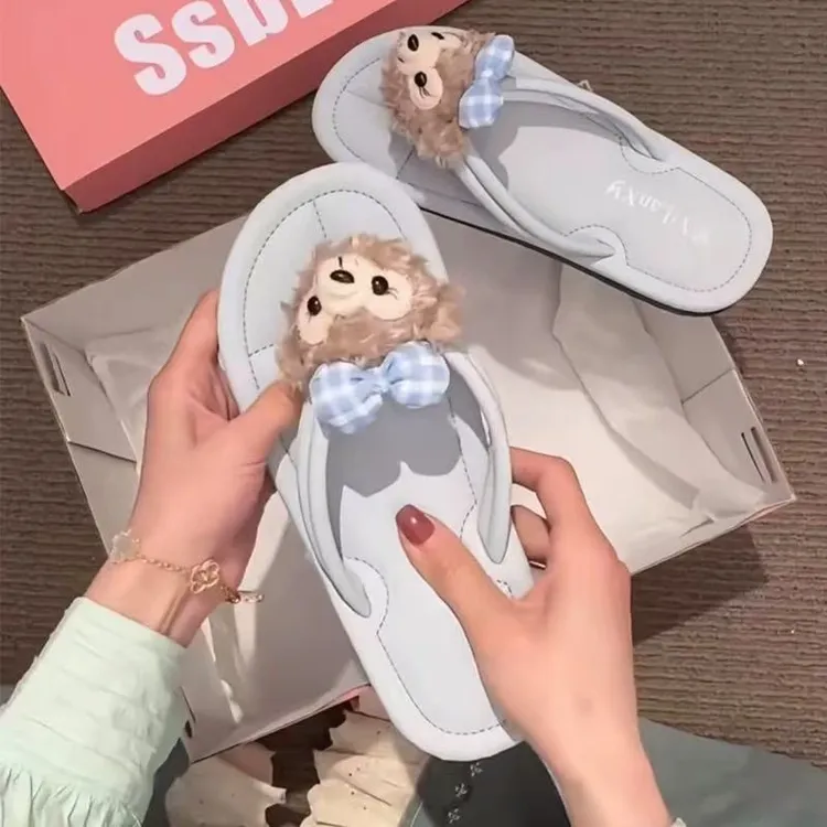 少女风卡通可爱人字拖外穿女2025年夏季新款软底百搭沙滩平底拖鞋