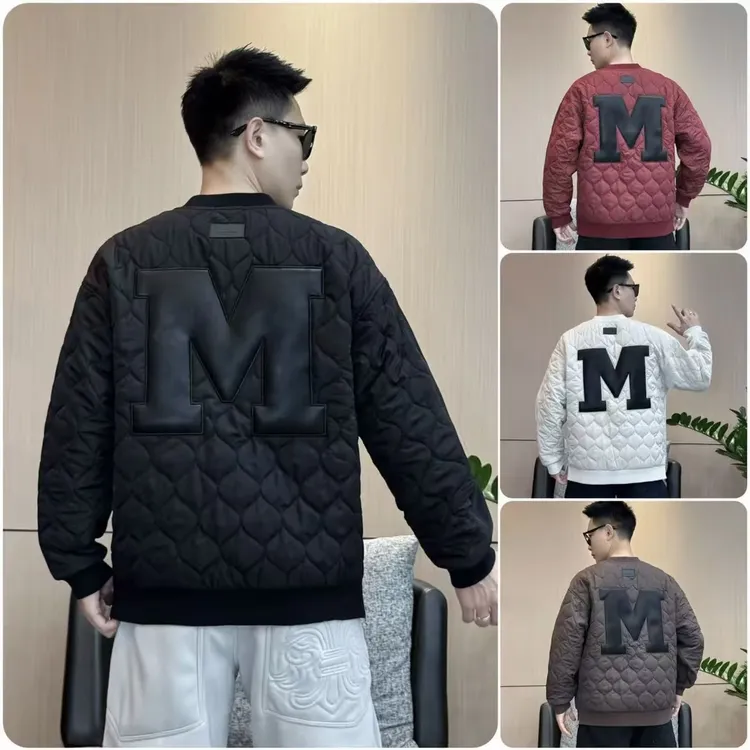 冬季男装新款潮牌加绒加厚字母刺绣拼接夹棉卫衣男洋气百搭长袖