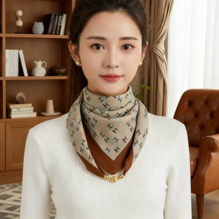 方巾丝巾女新款磁吸扣护颈小围巾女秋冬季棉麻脖子围脖春秋女士