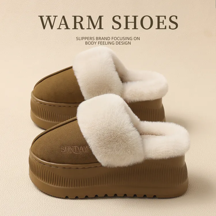 8.0cm厚底棉拖鞋女款秋冬季2025新款外穿增高防滑保暖毛绒棉鞋女