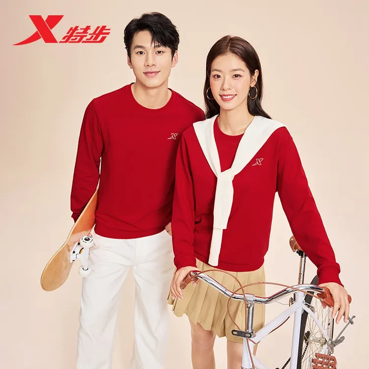 【轻奢卫衣】特步跑步运动卫衣2025冬男女同款长袖时尚百搭跑步上衣