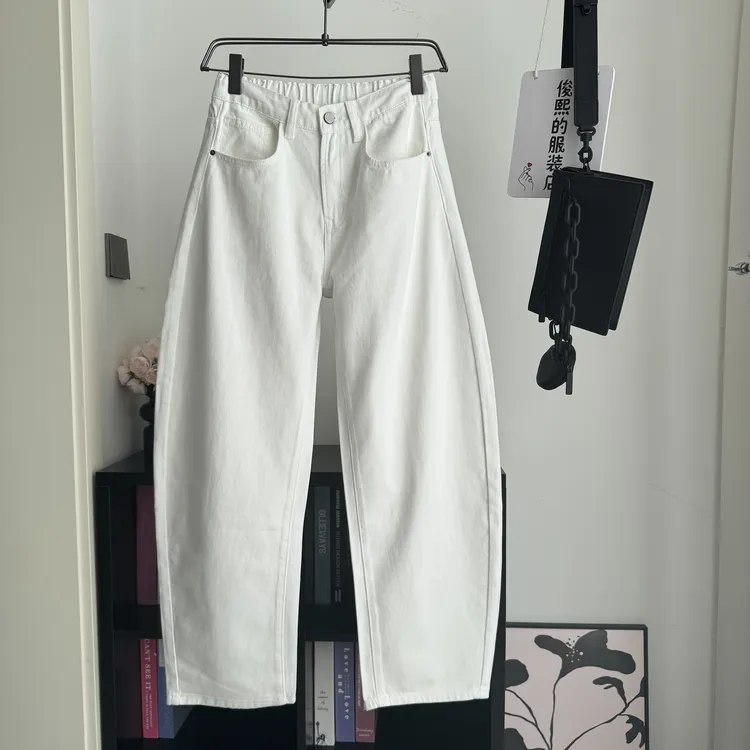 春季男士黑白纯色纯棉宽松弯刀牛仔裤潮流百搭5913Z