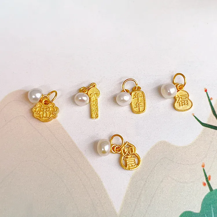 吊坠925银玻璃 吊坠925银玻璃s925银镀金葫芦如意提溜吊坠手链串