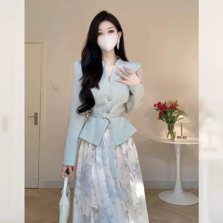 秋季新款女装时尚气质法式复古西装两件套装半身裙子女士通勤减龄