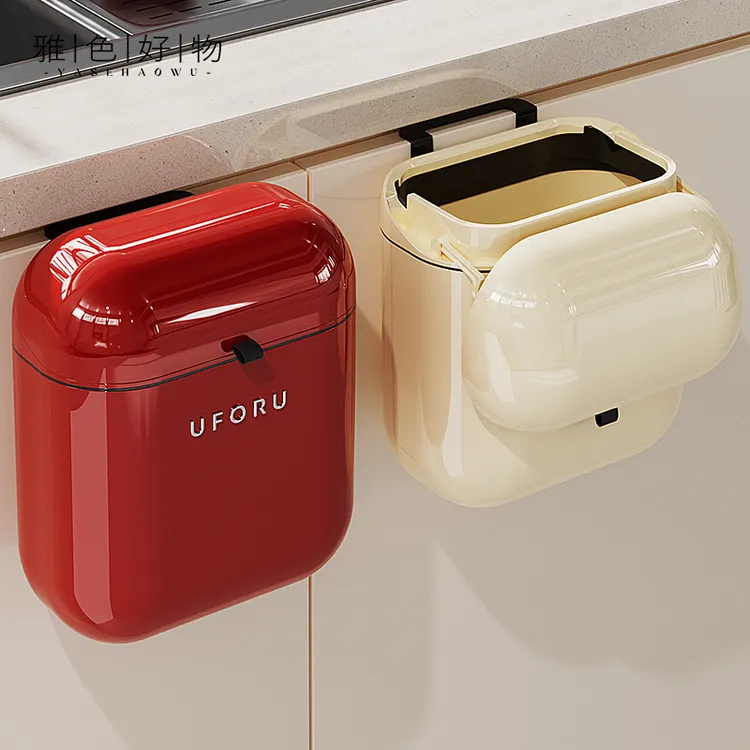 厨房壁挂式垃圾桶免弯腰家用带盖厨余垃圾桶卫生间厕所柜门大容量