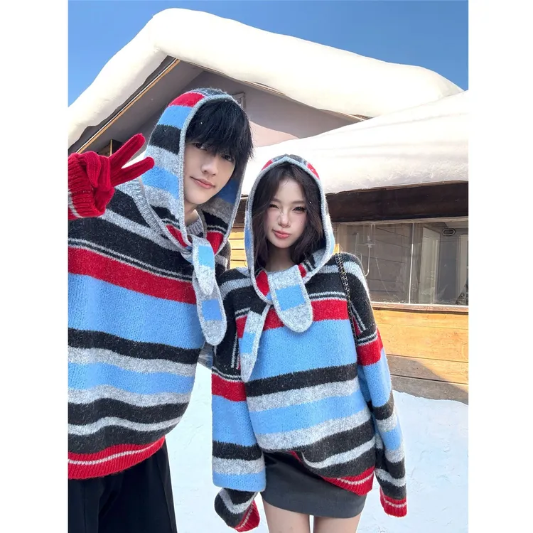 情侣装秋冬2025新款ins超火毛衣男女韩版宽松法式针织衫外套潮牌