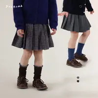 【12.7%绵羊毛 经典百搭】气质小众毛呢格子女童百褶裙短裙