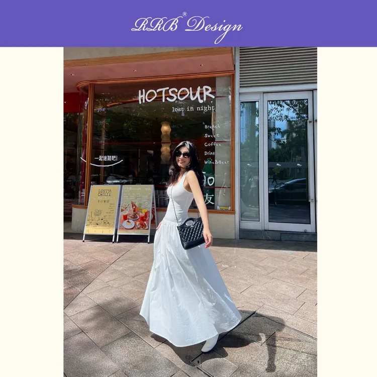 RRB Design「隽永质感」修身显瘦纯色吊带裙简约气质无袖连衣裙