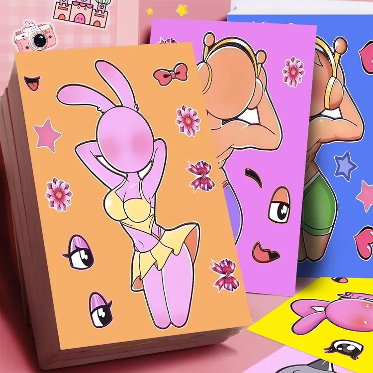 新款特惠】24大张节奏盒子sprunki创意拼贴儿童益智手工diy贴粘贴