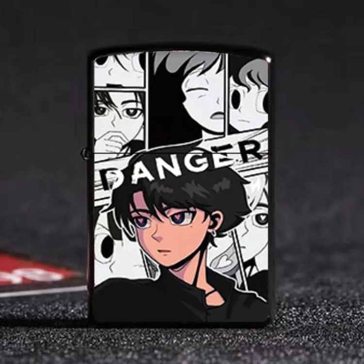 新款高颜值煤油打火机金属翻盖砂轮复古动漫创意个性防风送男友礼