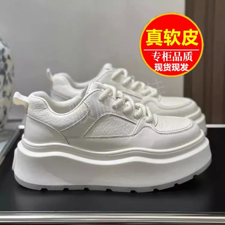 增高6cm厚底珠光小白鞋女鞋2025春季新款百搭运动休闲鞋学生板鞋