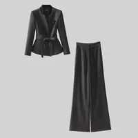 G208小香风时尚极简风套装气质洋气秋冬高级感女上衣阔腿裤两件套