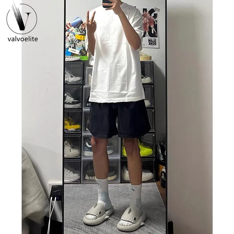 VALVOELITE美式潮牌休闲宽松纯色基础款短裤男款夏季抽绳速干短裤