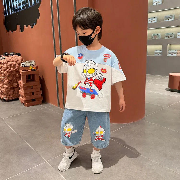 奥特曼儿童衣服2026夏季新款男童套装男宝时尚洋气短袖痞帅夏装潮