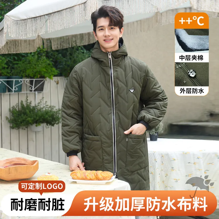 保暖罩衣男款工作服男装夹棉加绒加厚成人防水防油污新款防寒冬季