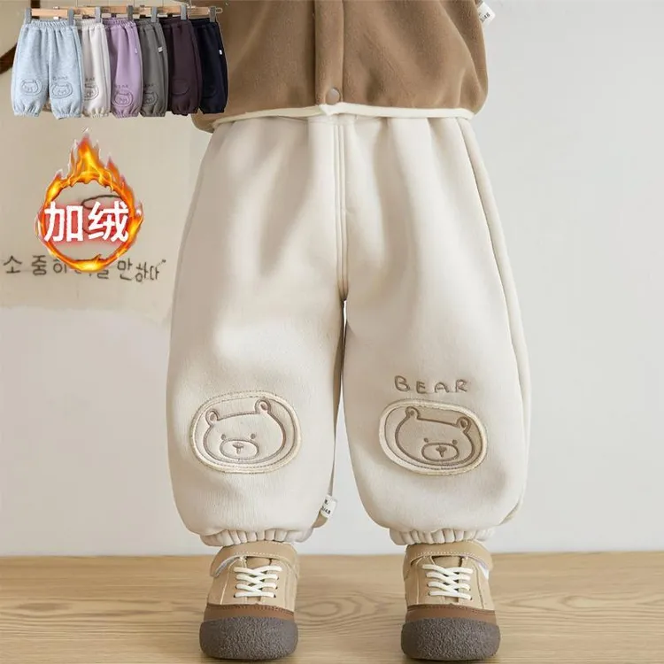 儿童秋冬季加绒长裤男女童洋气百搭裤束脚裤宝宝保暖裤外穿棉卫裤