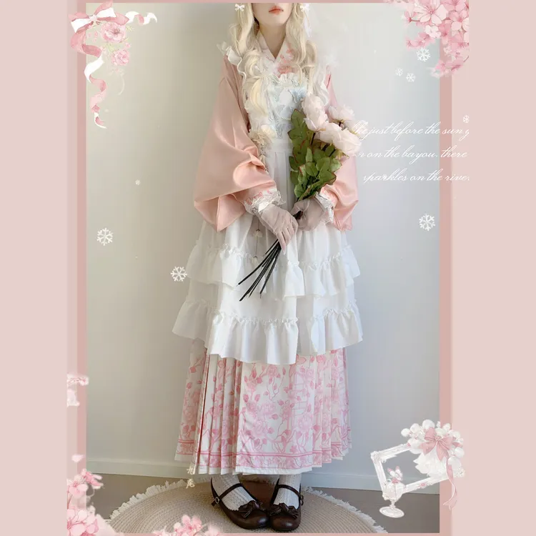 芸如意原创汉洋折衷汉服琵琶袖马面裙洛丽塔罩裙可爱风汉元素冬款