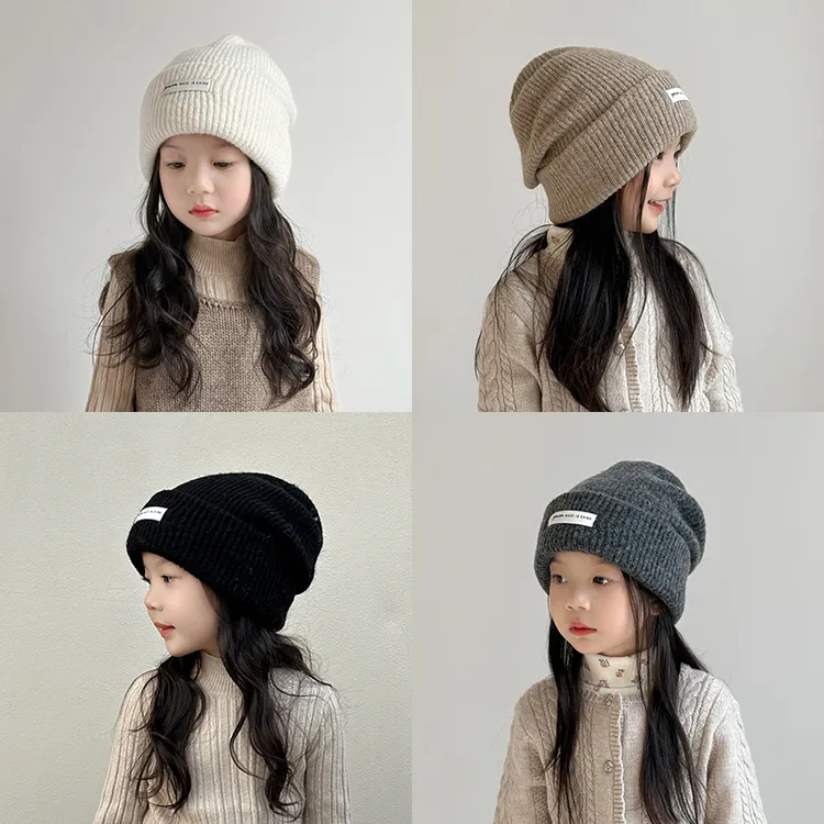 儿童帽子女孩冬季堆堆帽韩版保暖护耳防寒毛线帽女童洋气针织帽