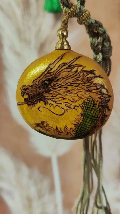 葫芦烙画彩绘编织挂件