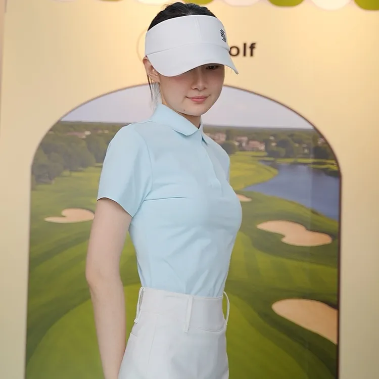 高尔夫服装女运动女短袖T恤透气速干修身翻领上衣运动女款2519-1