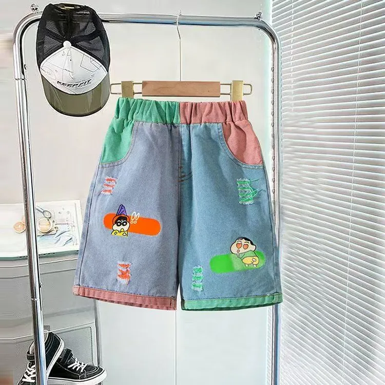 男女童装夏季新款中小儿童洋气时髦拼色牛仔裤女孩宝宝休闲薄款潮