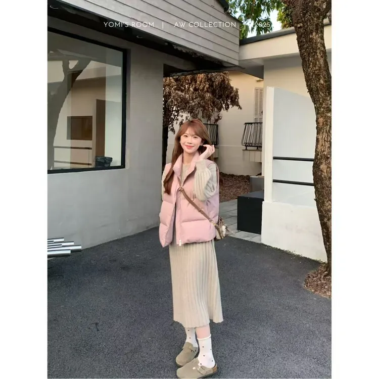 YOMI小个子定制【云朵抱枕】90白鸭绒简约百搭羽绒马甲外套女冬季