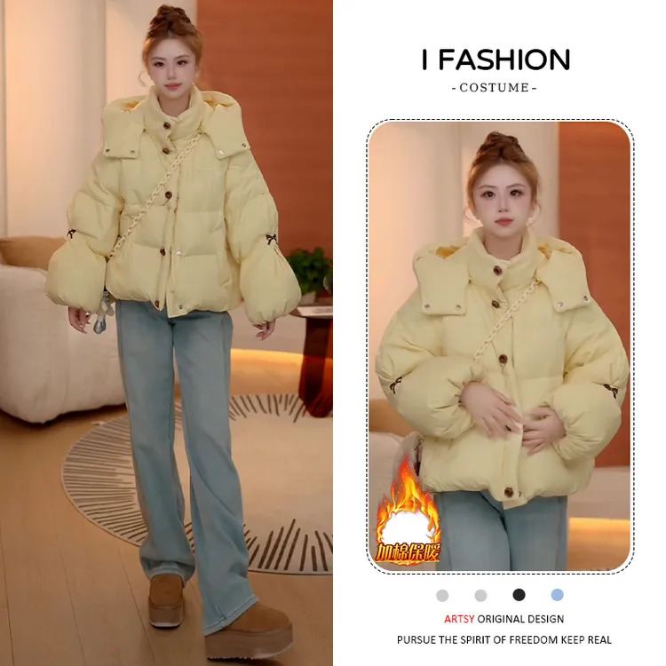 时尚潮流设计感长袖棉服女2025年冬季新款加厚保暖百搭开衫面包服