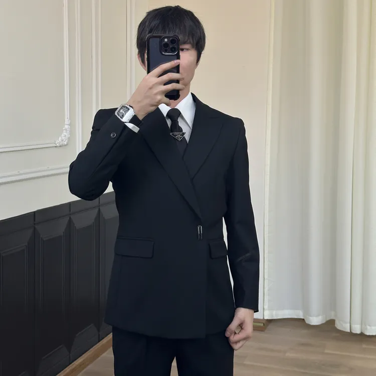 [A ZU]四季新款潮流简约高级感高定设计感西装外套直筒西裤套装男