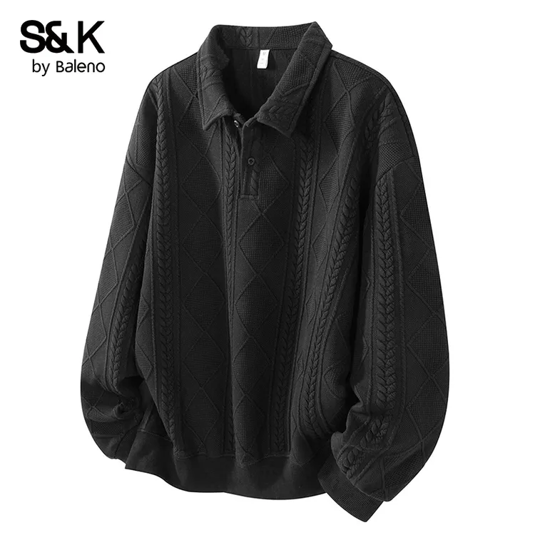 班尼路S&K美式重磅卫衣春秋季2025新款宽松落肩袖提花肌理感上衣