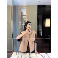 『PEACHZHOU』100羊毛宽松立领拉链短款马甲休闲洋气高级感坎肩外套