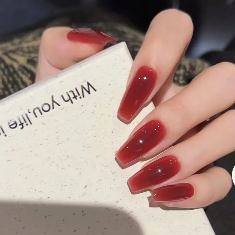 【朗姆红酒】深酒红腮红秋冬穿戴甲百搭汉服纯欲风美甲贴简约氛围感