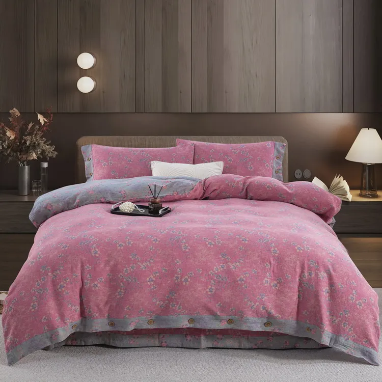 良品绘织梦-粉 全棉正品双层纱母婴级四件套柔软舒适透气裸睡神器