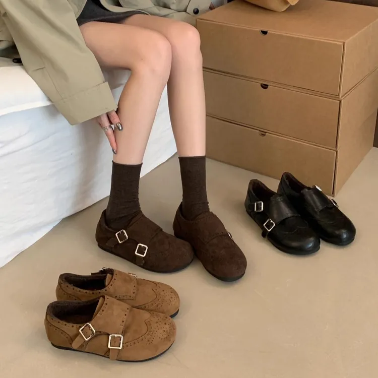 复古乐福鞋女2025秋冬爆款小众加绒棉鞋英伦风轻便软底豆豆勃肯鞋