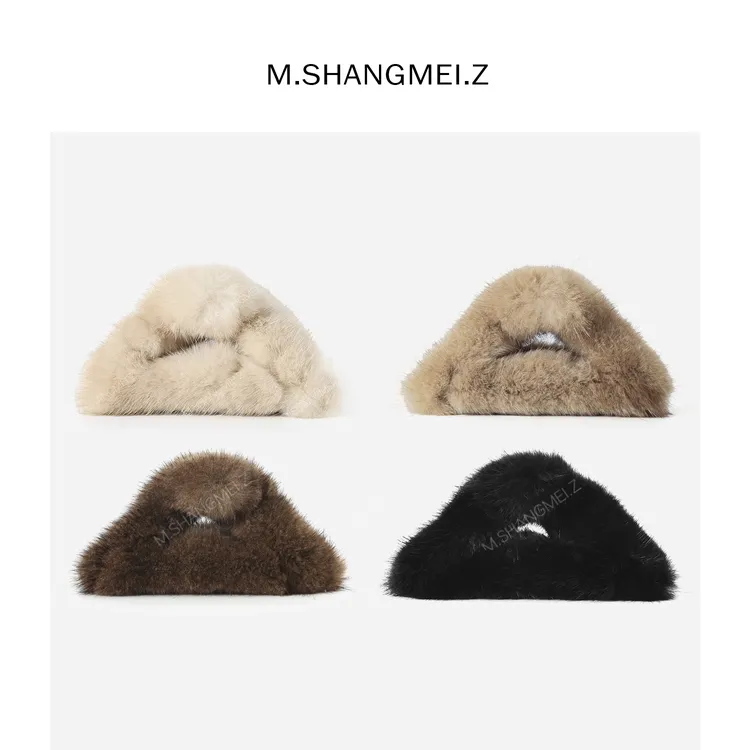 M.SHANGMEI.Z/沐熙美大哥原创设计皮草时尚百搭毛绒绒发夹F10440