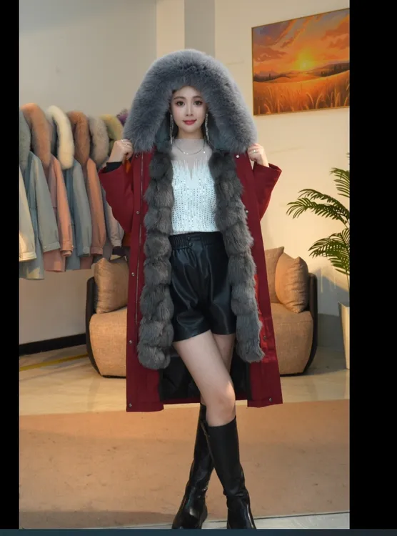 25125【琼玉狐狸毛】2025年防寒保暖新款女士真皮真毛皮草派克服