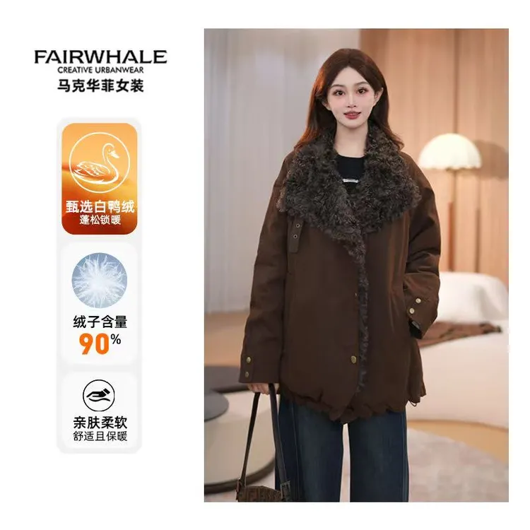 【巴恩风】马克华菲90白鸭绒羽绒服外套秋冬款加绒F54014A484 qq D