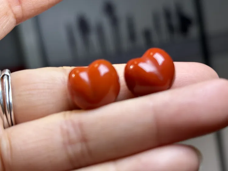 满色满肉柿子红屁桃爱心横孔配珠自带油性天然无优