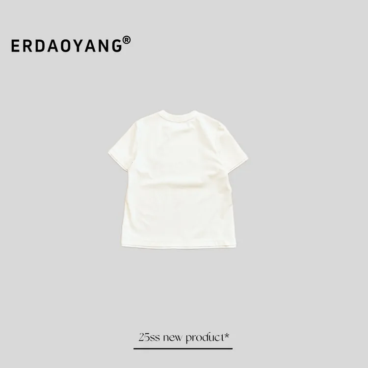 ERDAOYANG "闲庭弱步" 早春撞色图案百搭简约短袖DX1009