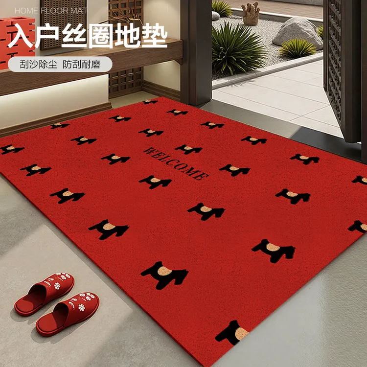 新款马年地垫入户门垫进门新年脚垫喜庆红色丝圈玄关进户地毯商品图
