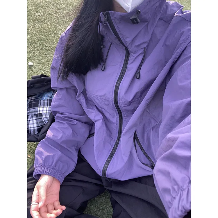 乌梅紫冰丝凉感防晒衣男款夏季轻薄透气宽松防晒服外套高级感上衣