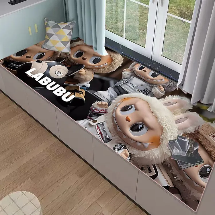 网红可爱labubu床边地垫长条飘窗垫卡通四季拉布布防滑吸水可裁剪