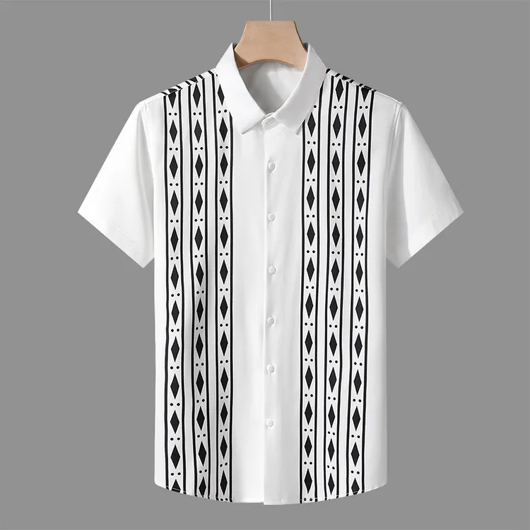Mandsibil曼德西比利衬衫男士短袖夏季新款修身衬衣休闲上衣时尚