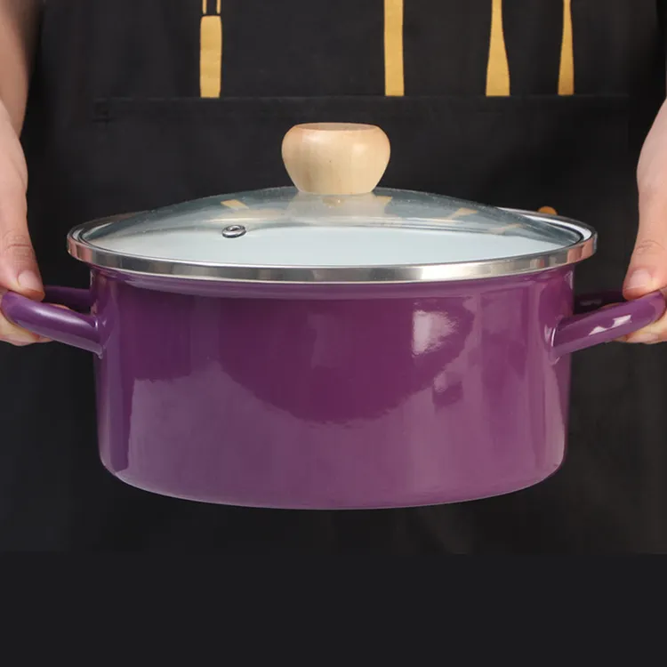 欧丽家搪瓷锅家用加厚双耳汤锅燃气电磁炉炖煮锅电磁炉明火通用