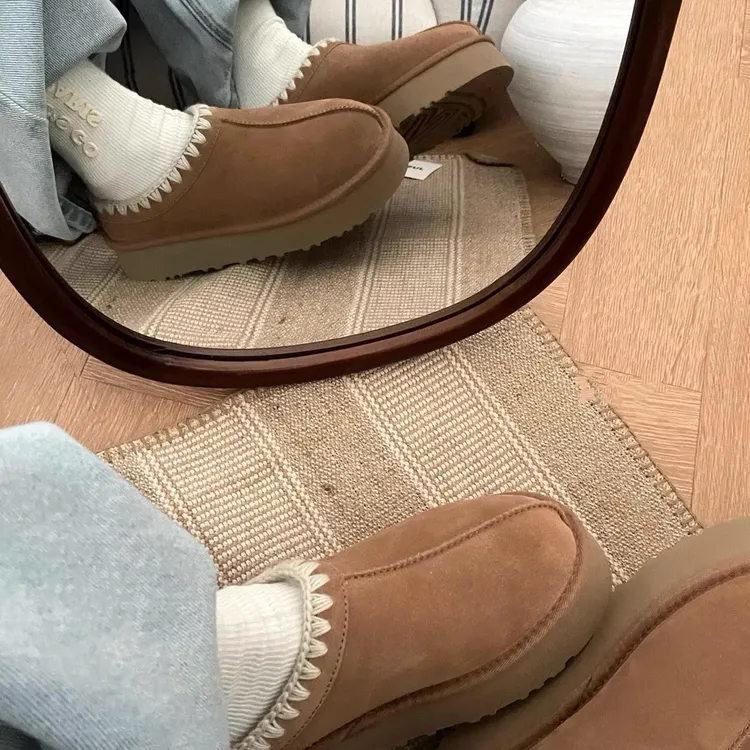 【冬款上新】河南桑坡雪地靴厚底奶泡民族风雪地靴毛一体毛线