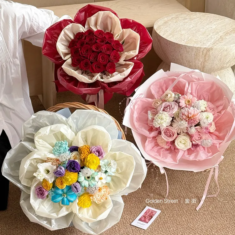 花寻礼韵新品蝉翼膜防水衬纸鲜花花束包装纸纯色光雾面纸花艺资材