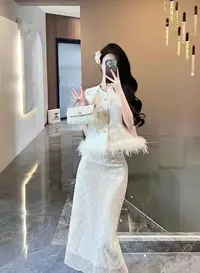 马甲亮片双面复古厚款中式双层秋季刺绣马夹女网红2506
