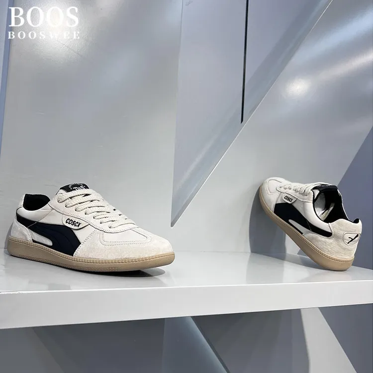 BOOS WEE男鞋秋季新款轻便舒适皮面阿甘潮鞋男士百搭防滑休闲板鞋