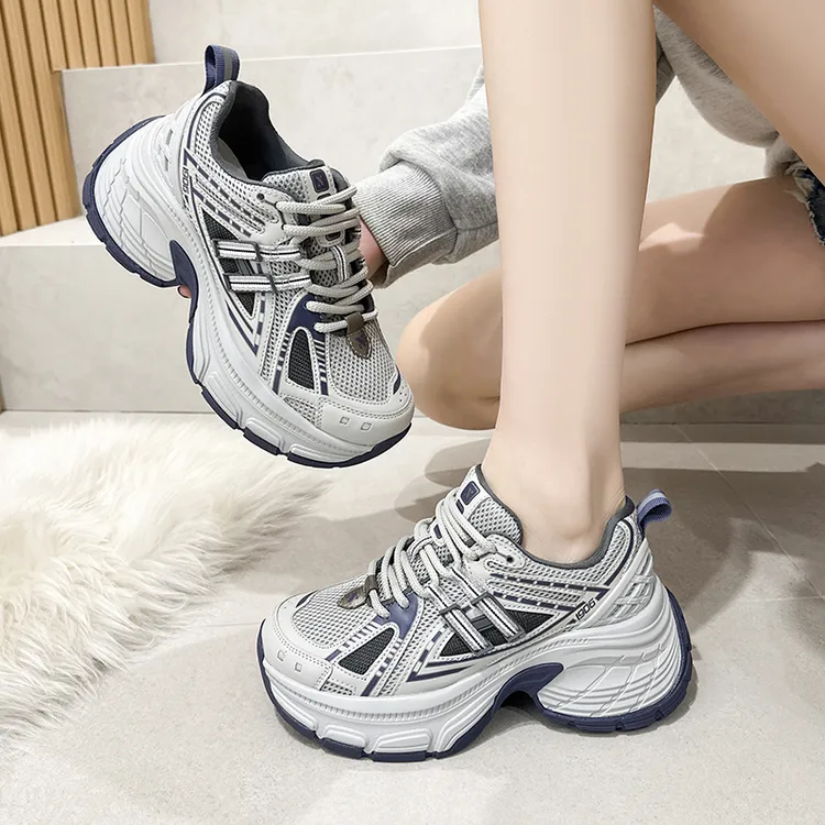 小码内增高厚底复古老爹鞋女2025秋冬新款网红网面真皮运动休闲鞋